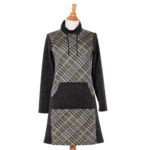 Plaid khaki ''topaze'' dress