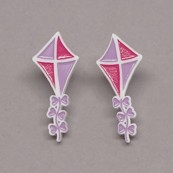 Boucle d'oreilles cerf-volant mauve et rose