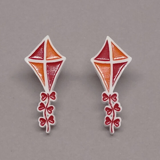 Boucle d'oreilles cerf-volant rouge et orange