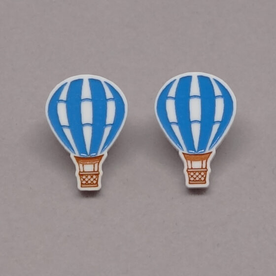Boucle d'oreilles montgolfière bleu