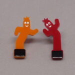 Boucle d'oreilles tube Guy orange et rouge