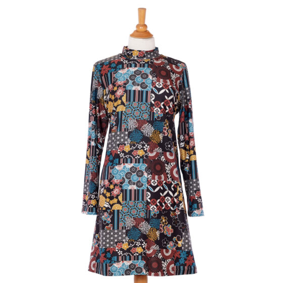 Robe grenat Patchwork d'automne