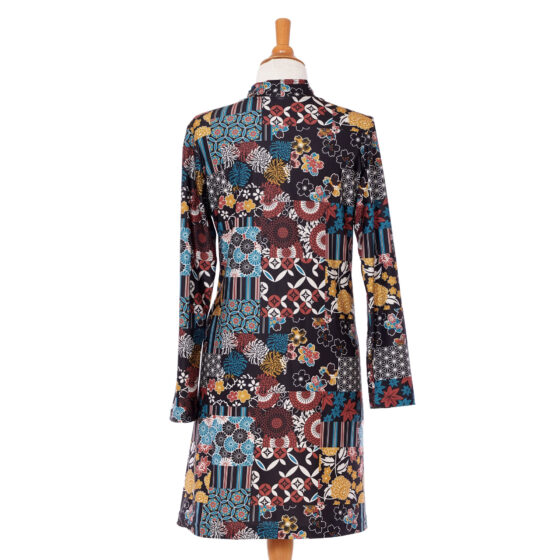 Fall patchwork ''grenat'' dress