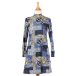 Robe grenat Patchwork denim