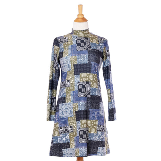 Denim patchwork ''grenat'' dress