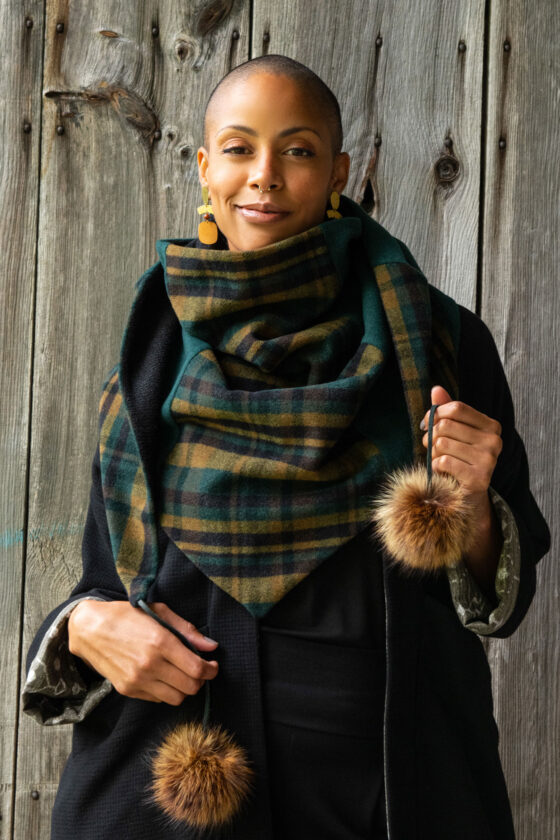 Foulard Indiana pompon Tartan