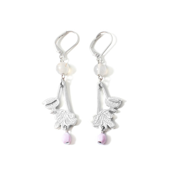 Boucles d'oreilles Dalian Lilas et Agate