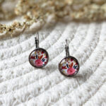 Boucles d'oreilles crochet roses vivantes