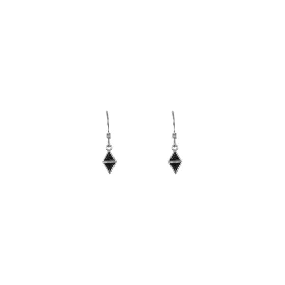 Boucles d'oreilles pierres marbrées Argent / noir