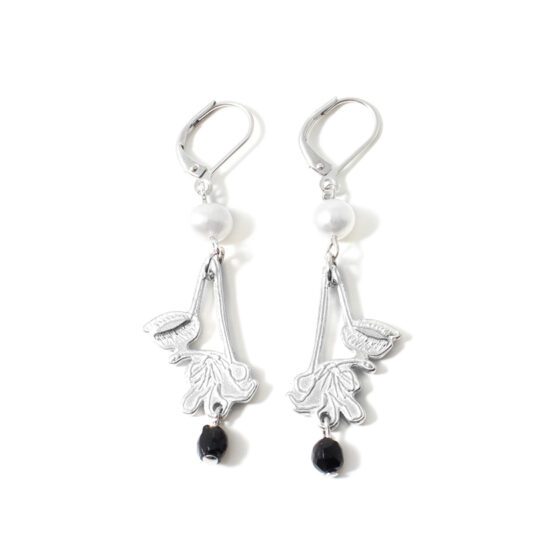 Boucles d'oreilles Dalian Noir et perle