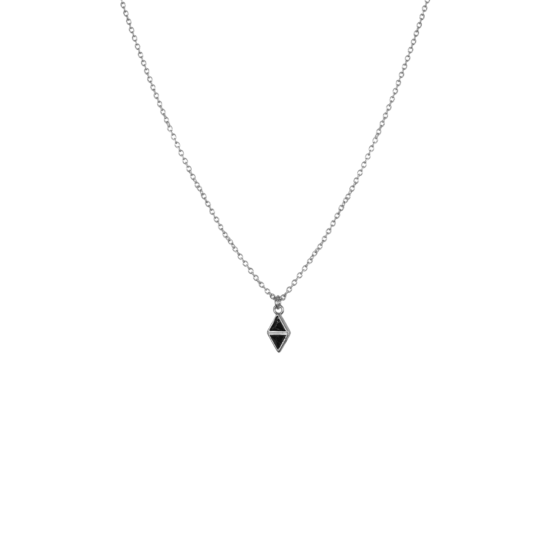 Collier duo de pierres marbrées Argent / noir