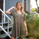 Khaki ''Gabrielle'' dress