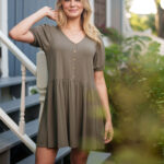 Khaki ''Gabrielle'' dress