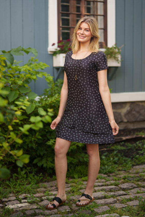 Black daisies ''Gloria'' dress