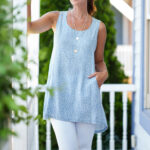 Blue leaves ''Émilie'' tunic