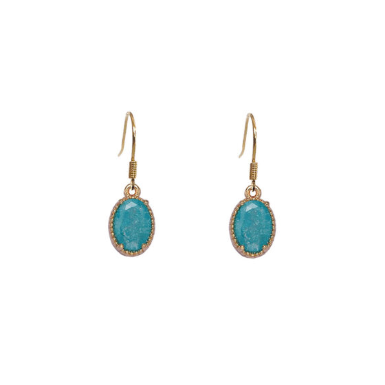 Boucles d'oreilles pendentifs vintage colorés Or / bleu