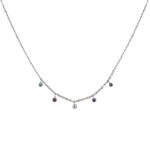 Collier zircons multicolores Argent