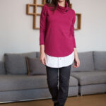 Raspberry red ''Cascades'' sweater