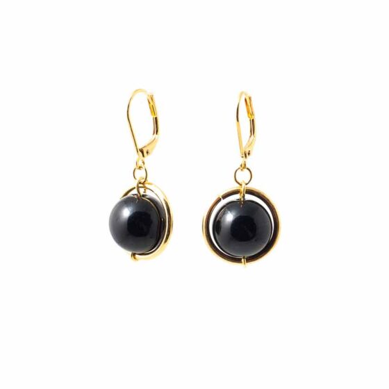 Boucles d'oreilles Chazu Onyx et or