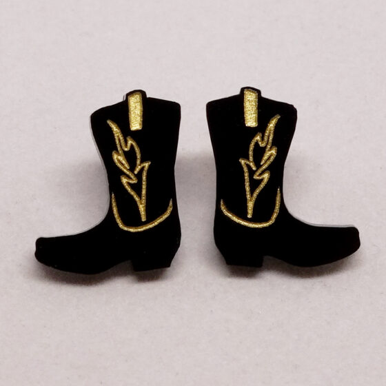 Boucle d'oreilles cowboy Bottes noires