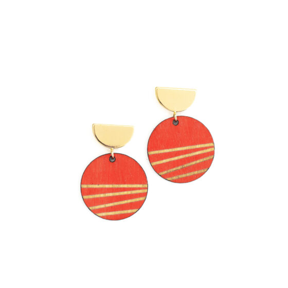 Boucles d'oreilles Aurore Or et terre rouge