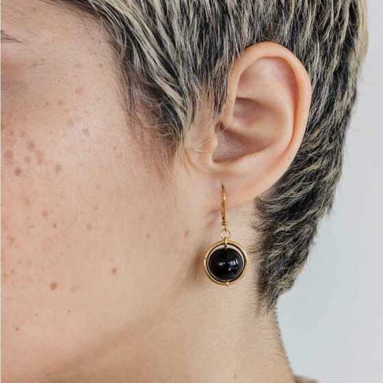 Boucles d'oreilles Chazu Onyx et or