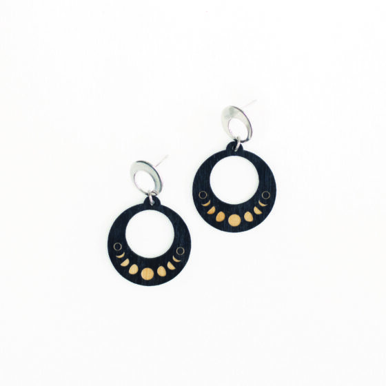 Boucles d'oreilles Lunaire Argent et noir