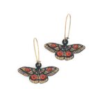 Boucles d'oreilles Papillon Noir et terre rouge