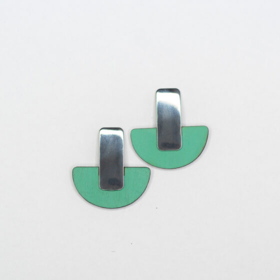 Boucles d'oreilles Pénombre Argent et menthe