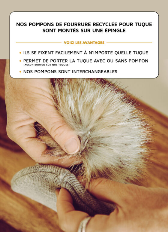 Pompon pour tuque, en fourrure recyclée Chat finlandais