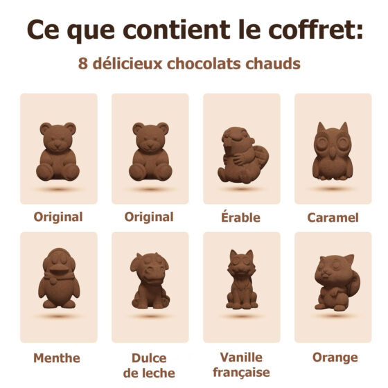 Coffret de 8 chocolats chauds 3D