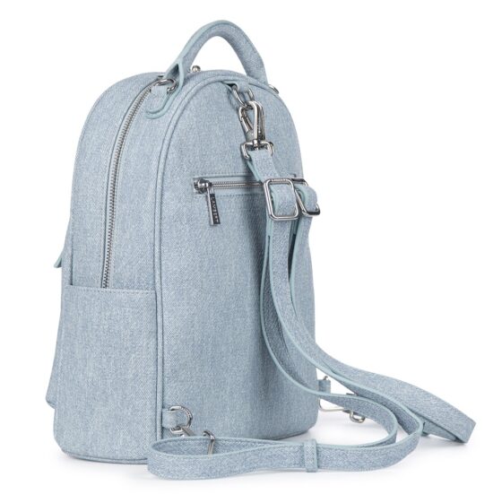 Sac à dos multifonction Le Maude en cuir vegan Denim pâle