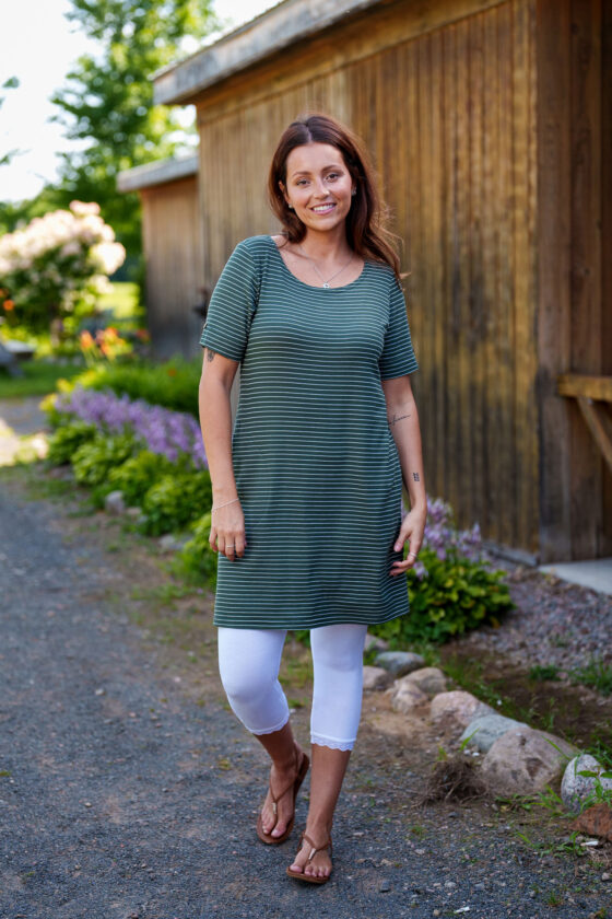Green and white striped ''boogie'' dress