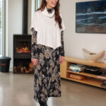 Robe 7/8 berbéris Noir et cognac