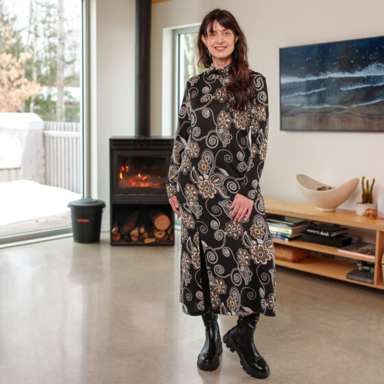 Robe 7/8 berbéris Noir et cognac