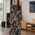 Robe 7/8 berbéris Noir et cognac