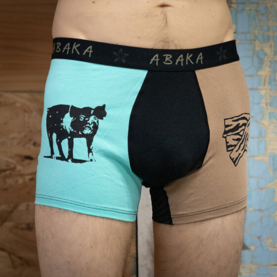 Boxer Bob cochon bacon Aqua et beige