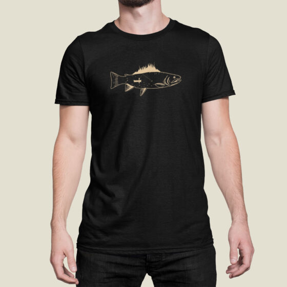 T-shirt poisson pêcheur Noir