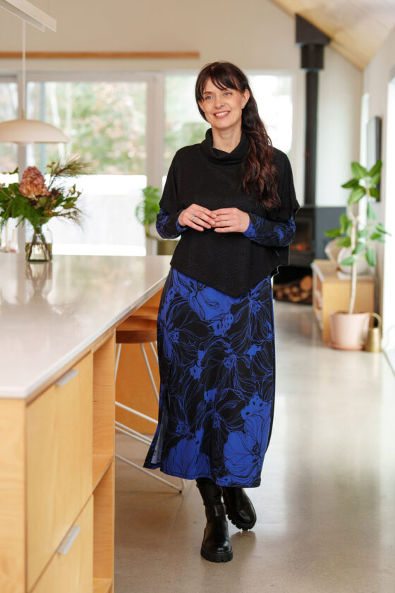 Robe 7/8 Fundy Noir et pervenche