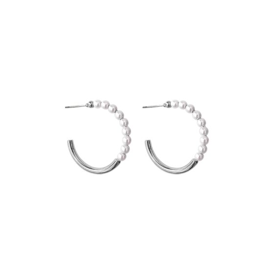 Boucles d'oreilles anneaux perles nacrées Argent / perle