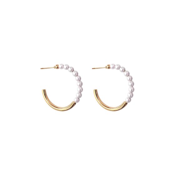 Boucles d'oreilles anneaux perles nacrées Or / perle