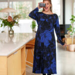 Robe 7/8 Fundy Noir et pervenche
