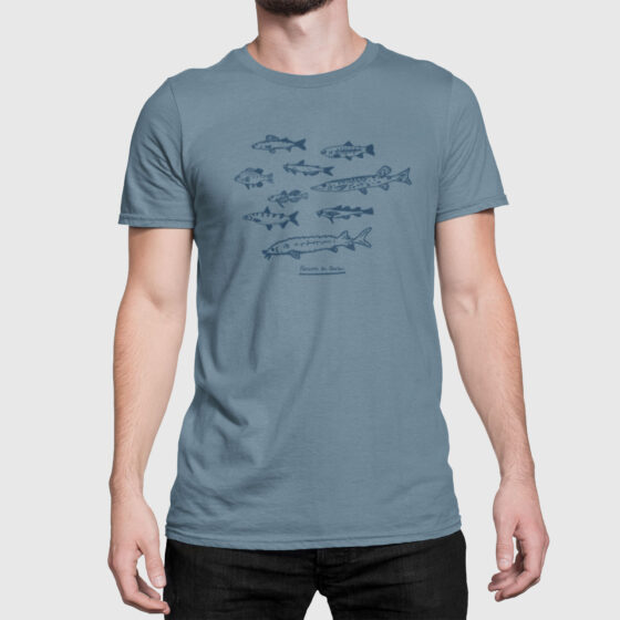 T-shirt poissons du Québec Bleu acier