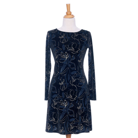Robe larix Velours noir marine et or