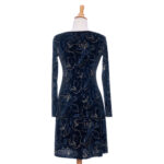 Robe larix Velours noir marine et or