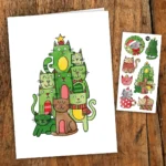 Carte de souhaits et tatou temporaire Le chatpin de Noël