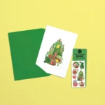 Carte de souhaits et tatou temporaire Le chatpin de Noël
