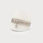Bracelet de billes 3 rangs avec pièce martelée Gris