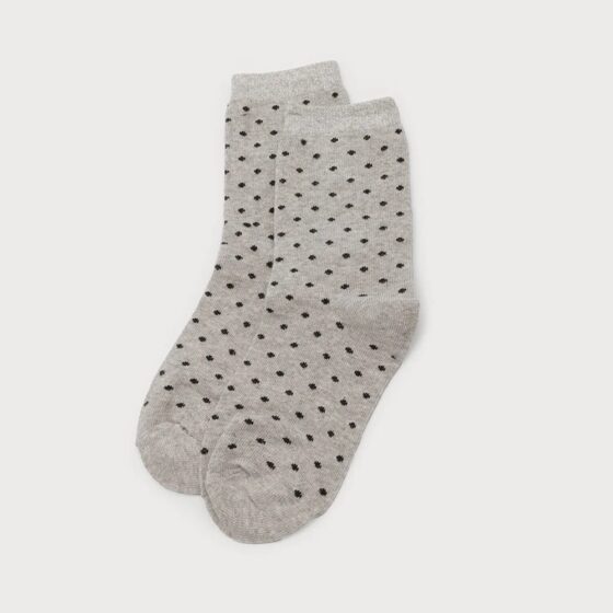 Bas à pois avec bande brillante Gris
