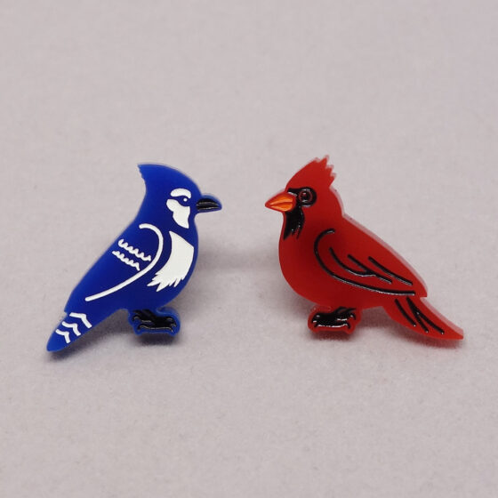 Boucle d'oreilles geai et cardinal